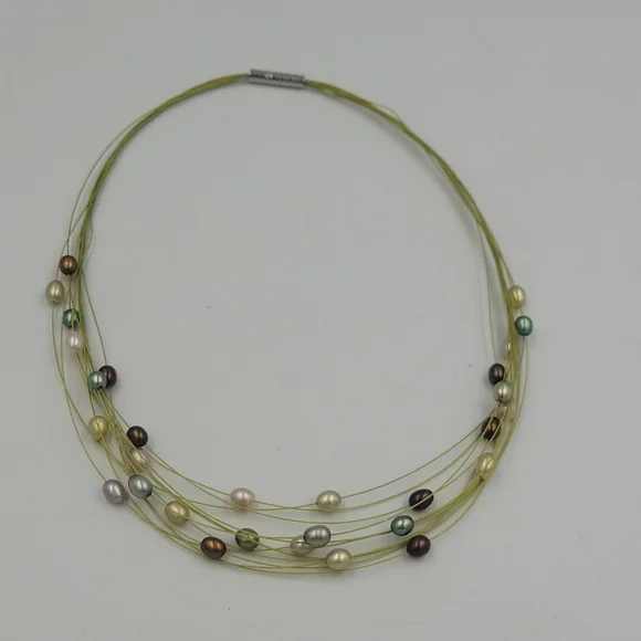 Honora 12 Strand Flosted Pearl Necklace - Picture 3 of 7